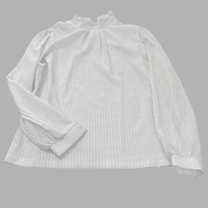 Vtg New Attitude Victorian Mock Neck Shadow Stripe Blouse - Modern Med